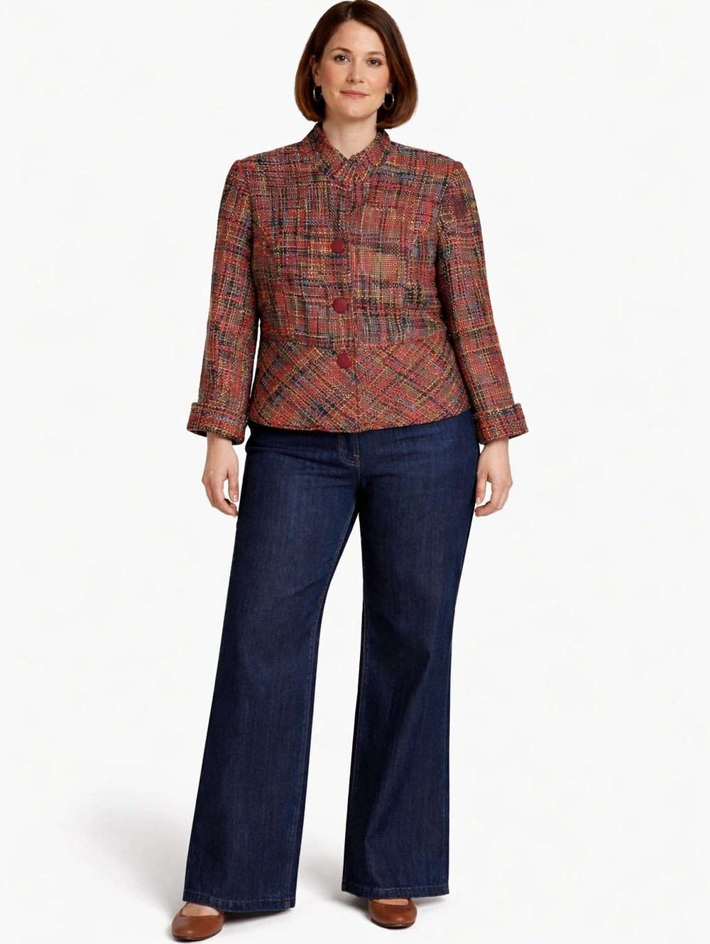 Coldwater Creek Tweed Blazer Petite P14 Multicolored Blazer Jacket Academic Work
